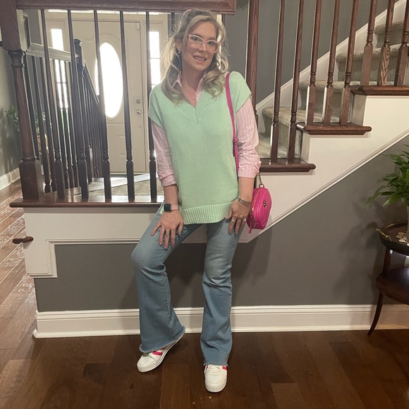 LOFT Sweaters - LOFT Light Green V-Neck Sweater Vest